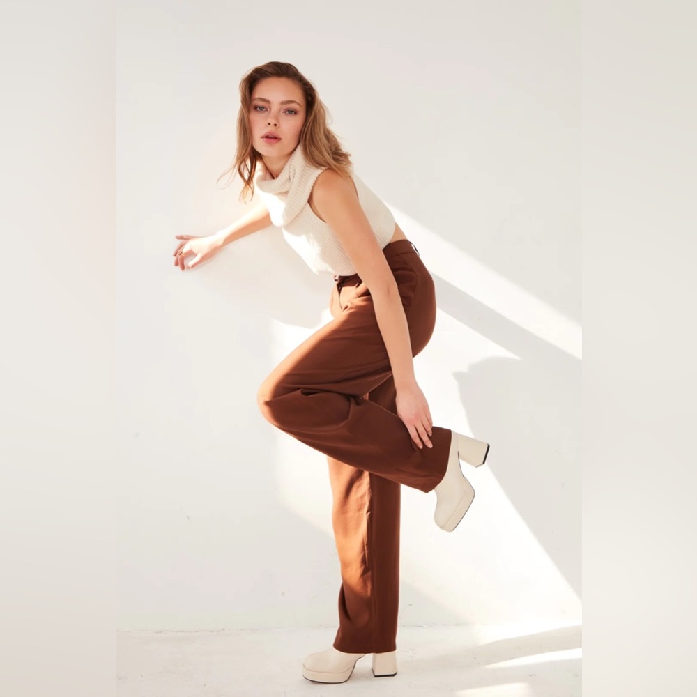 NWT Piral Long Carrot Pants Brown XS - Picture 2 of 4